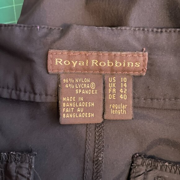 Royal Robbins Women 10 Black Hiking Pants Quick Dry Button Hem Adjustable Waist - Picture 10 of 11